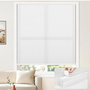 LazBlinds Cordless Cellular Blinds No Drill Light Filtering 19W x 72H White